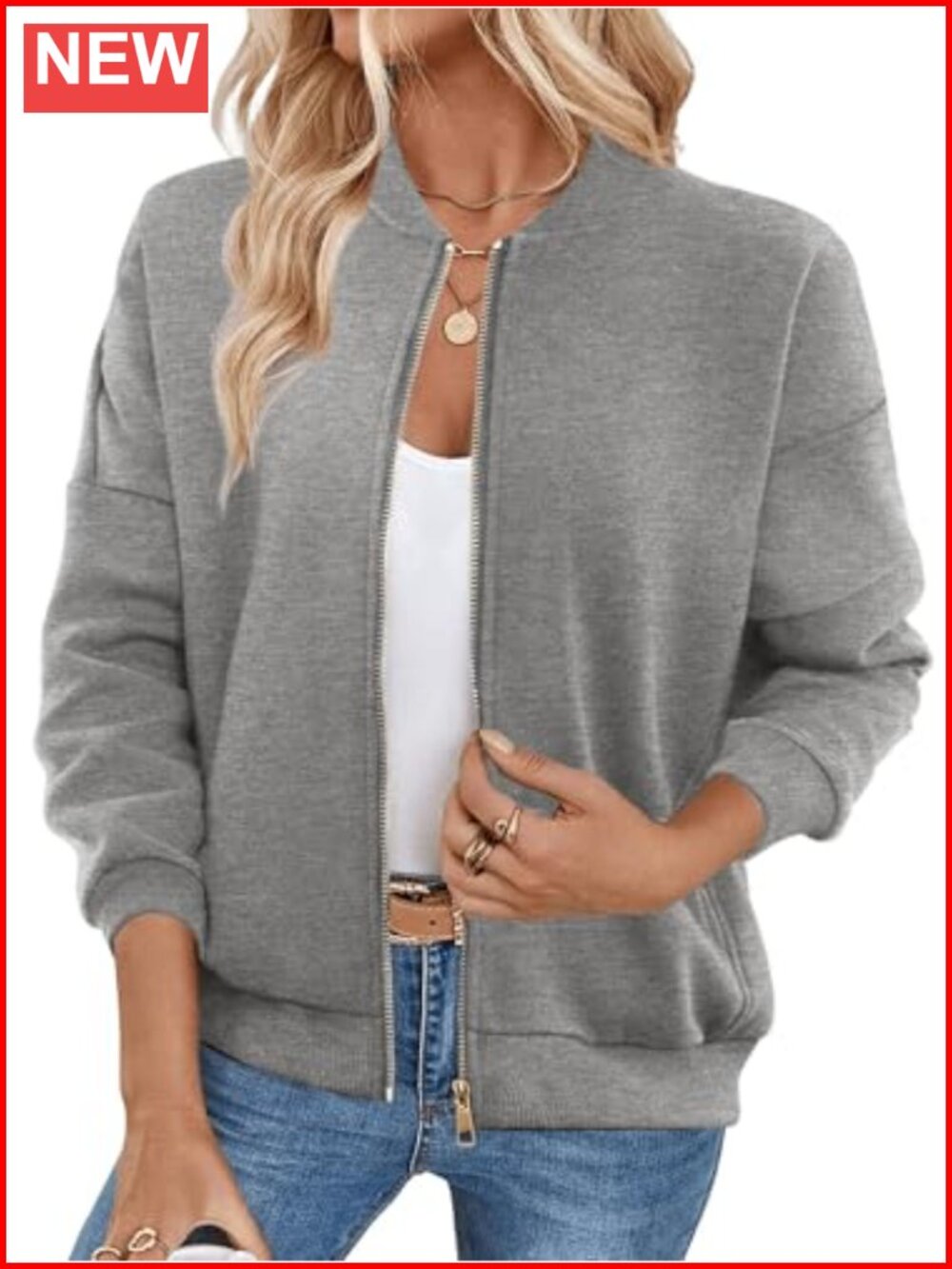 Women's Zip Up Fleece Sweatshirt with Pockets Loose Fit Long Sleeve